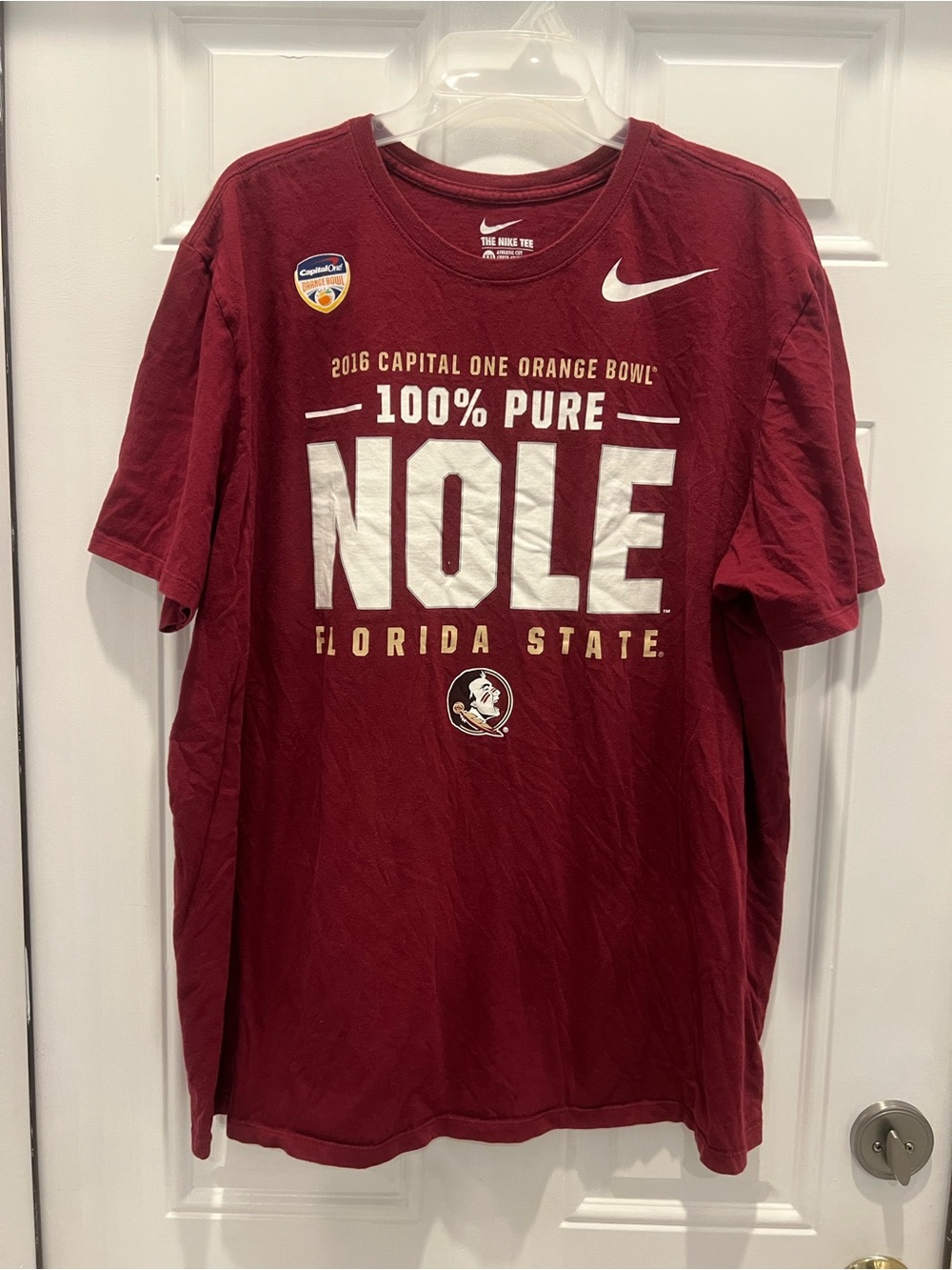 Nike Florida State Seminoles T-Shirt Orange Bowl Cotton NCAA Red Men's XXL # 955